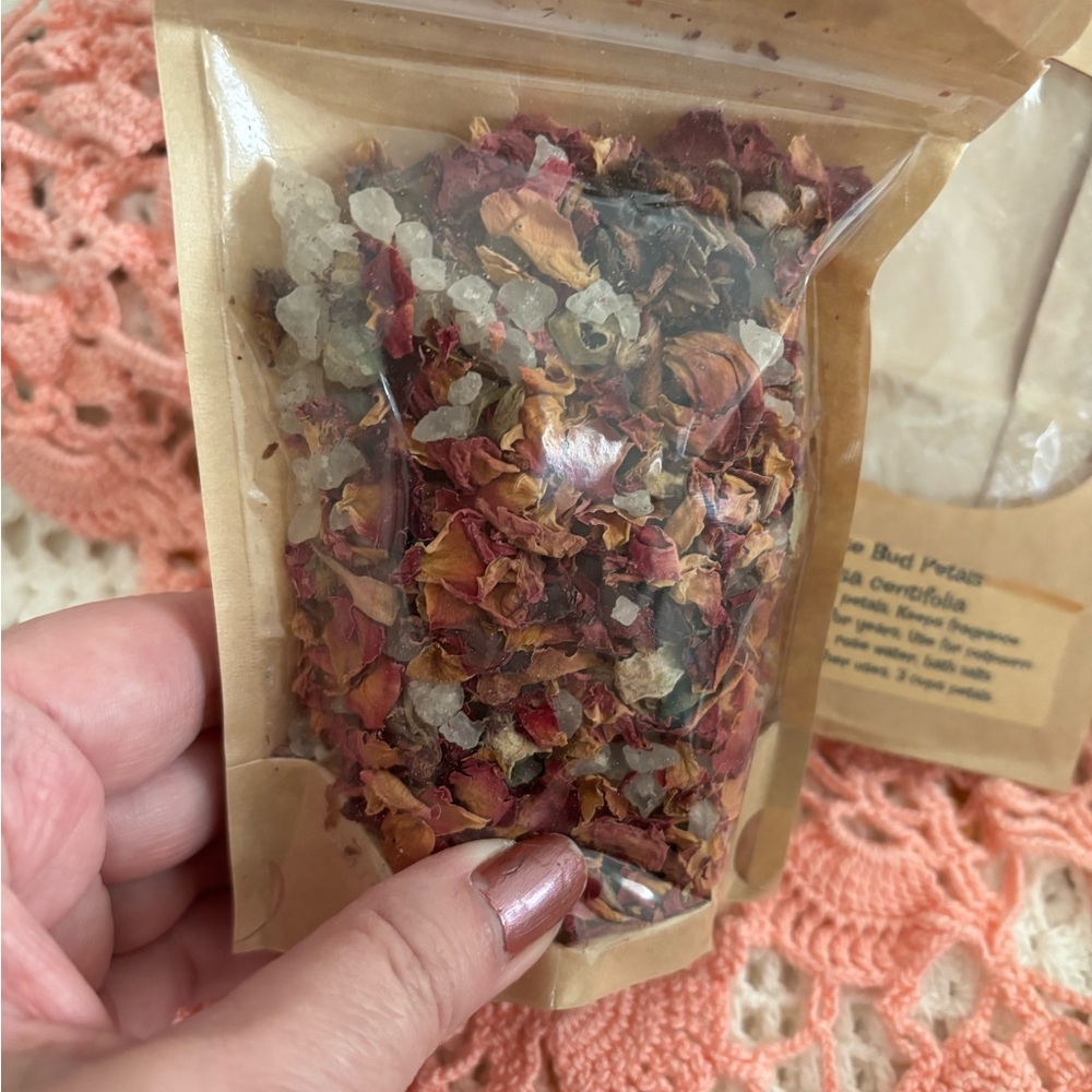 Bath Body Gift Bath Salts Rosebud Petals Bath Soak Handmade NEW Final Sale